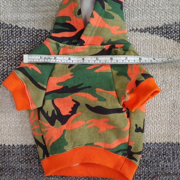Fleece Camo Dog Hoodie, Size Small, Orange/Green/Black 🐾🐾 - Picture 3 of 5